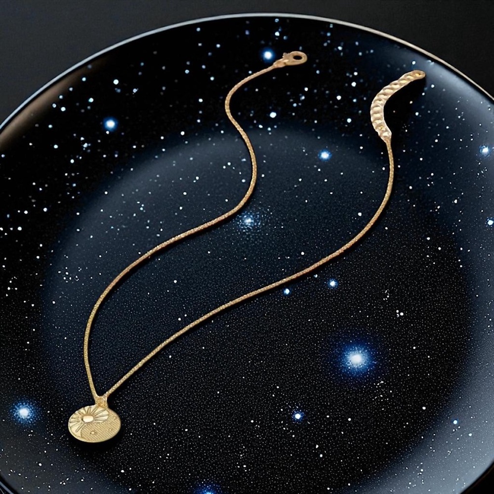 Celestial 18k Gold Plated Sun and Stars Pendant Necklace. New. - Picture 3 of 7